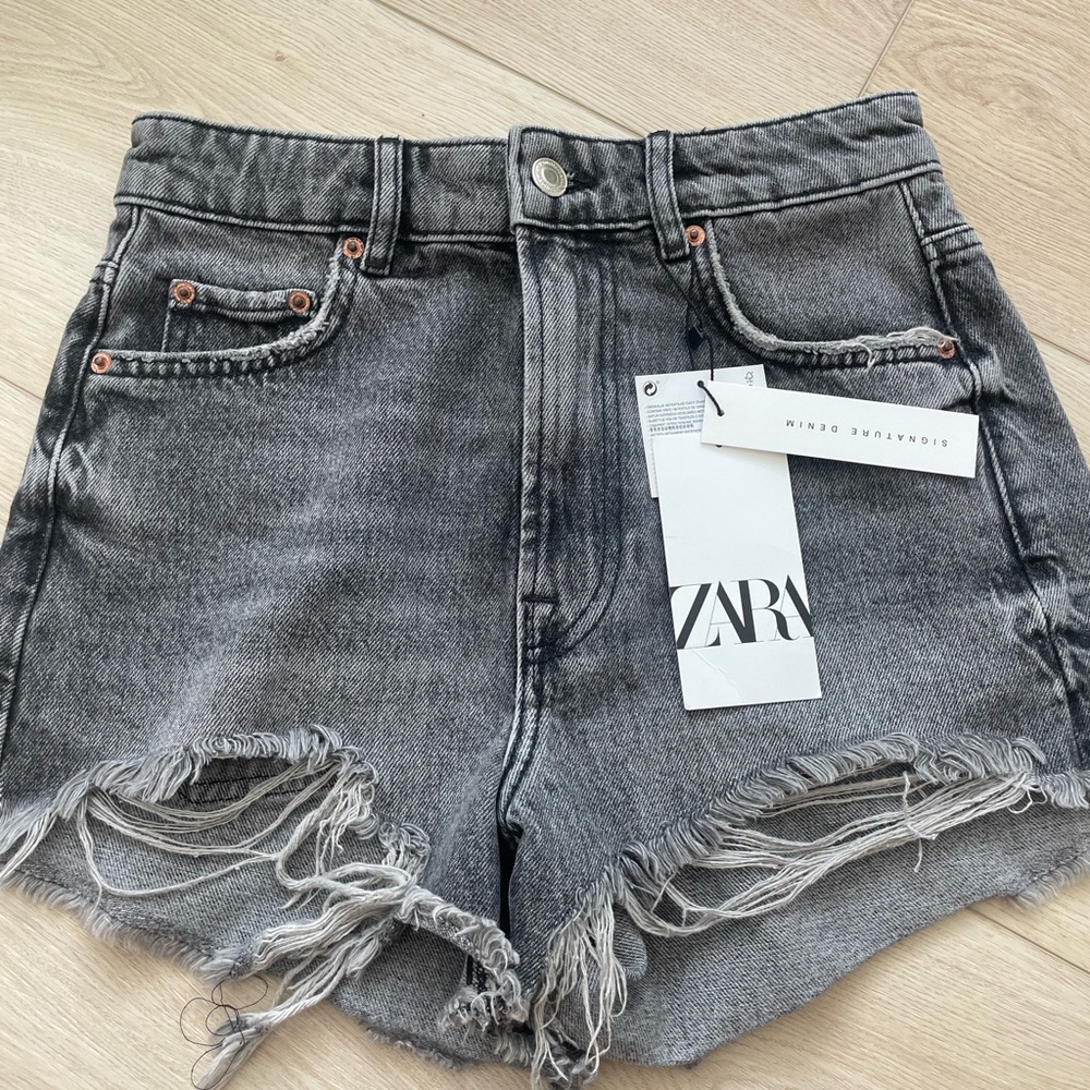 Zara High Waisted Denim Shorts in Arctic